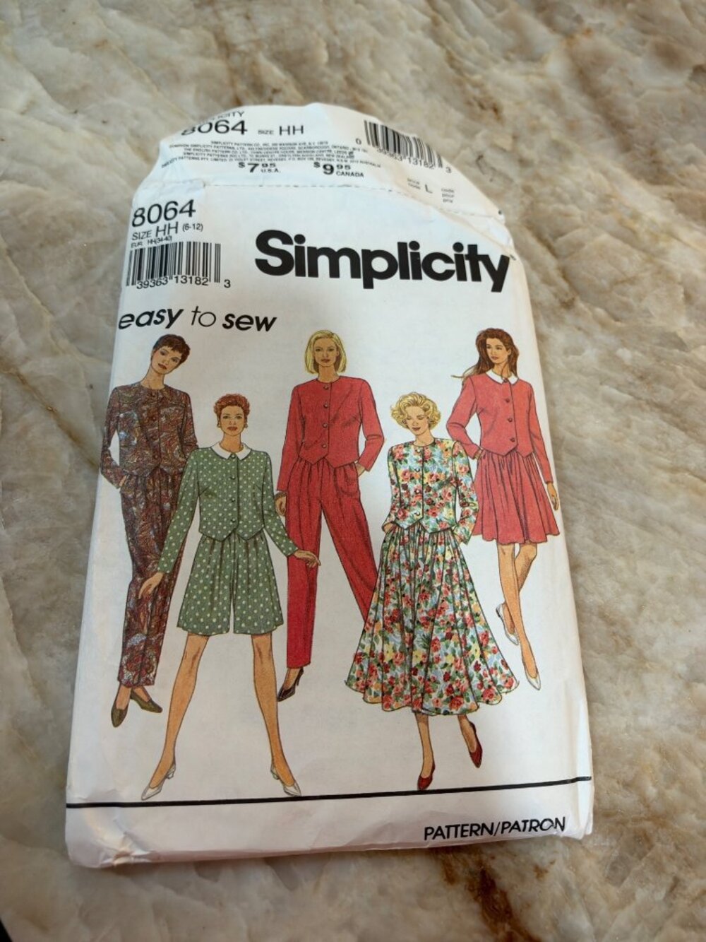 Simplicity 8064 Misses Easy-To-Sew Pattern For Jacket Skirt Pants & Dress Size H